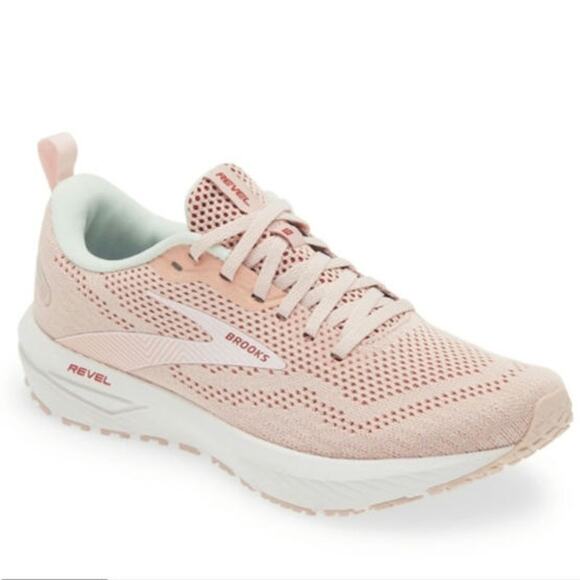 Brooks Revel 6 Running Shoe Sneaker Peach Whip/Pink Womens Size 8.5 EUC - Picture 1 of 10